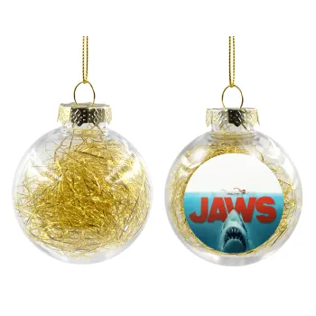 Shark jaws, Transparent Christmas tree ball ornament with gold filling 8cm