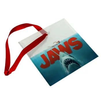 Shark jaws, Christmas ornament, glass square ornament 9x9cm