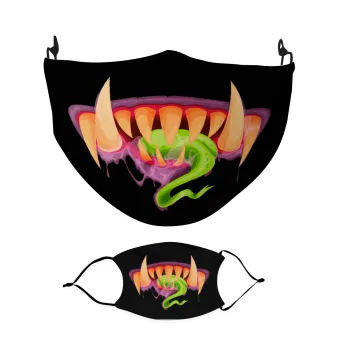 Halloween horror Jaws beast, Μάσκα υφασμάτινη Ενηλίκων πολλαπλών στρώσεων με υποδοχή φίλτρου