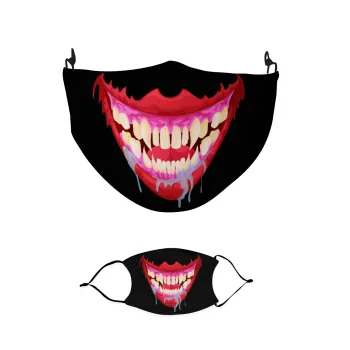 Halloween horror Jaws vampire, Μάσκα υφασμάτινη παιδική πολλαπλών στρώσεων με υποδοχή φίλτρου