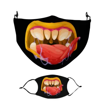 Halloween horror Jaws, Μάσκα υφασμάτινη Ενηλίκων πολλαπλών στρώσεων με υποδοχή φίλτρου