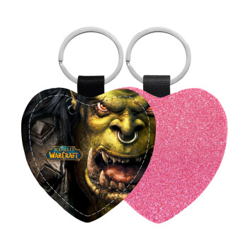 Worl of Warcraft, Μπρελόκ PU δερμάτινο glitter καρδιά ΡΟΖ