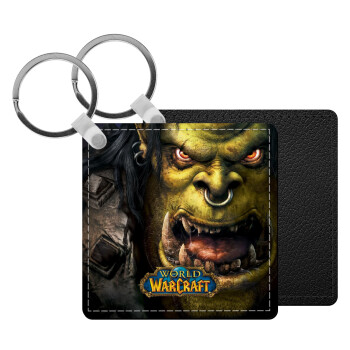 Worl of Warcraft, Μπρελόκ Δερματίνη, τετράγωνο ΜΑΥΡΟ (5x5cm)