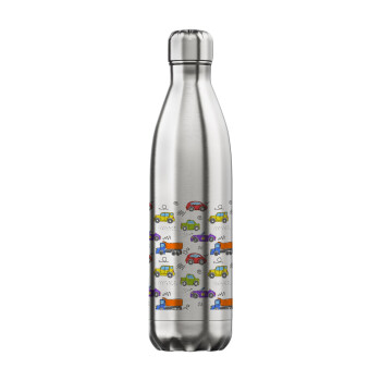 Colorful cars, Inox (Stainless steel) hot metal mug, double wall, 750ml