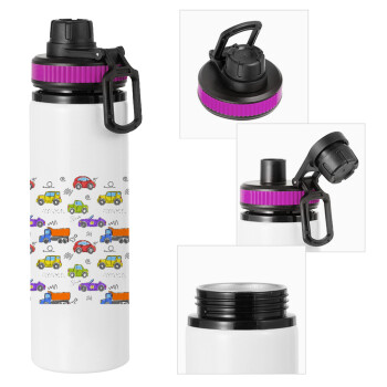 Colorful cars, Metallic water bottle with safety lid, 850ml aluminum