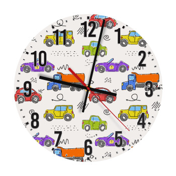 Colorful cars, Ρολόι τοίχου ξύλινο (30cm)
