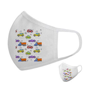 Colorful cars, Μάσκα υφασμάτινη υψηλής άνεσης παιδική (Δώρο πλαστική θήκη)