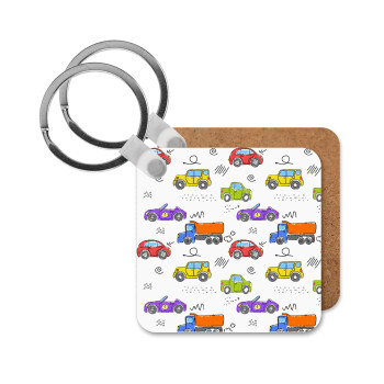 Colorful cars, Μπρελόκ Ξύλινο τετράγωνο MDF