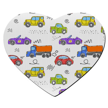 Colorful cars, Mousepad heart 23x20cm