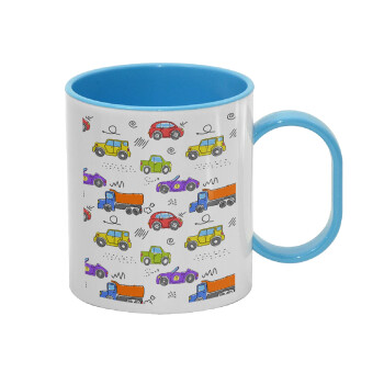 Colorful cars, Κούπα (πλαστική) (BPA-FREE) Polymer Μπλε για παιδιά, 330ml