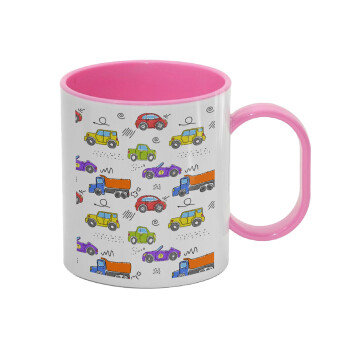 Αμαξάκια, Κούπα (πλαστική) (BPA-FREE) Polymer Ροζ για παιδιά, 330ml