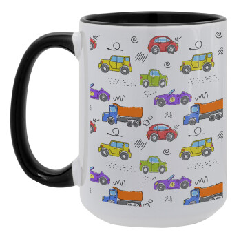 Colorful cars, Κούπα Mega 15oz, κεραμική Μαύρη, 450ml
