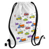 Backpack pouch GYMBAG white, with pocket (40x48cm) & thick cords