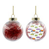 Transparent Christmas tree ball ornament with red filling 8cm