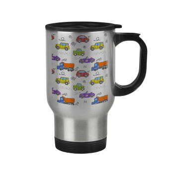 Colorful cars, Stainless steel travel mug with lid, double wall 450ml