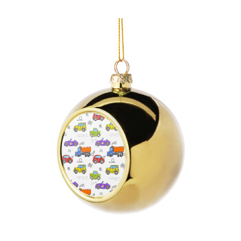 Colorful cars, Golden Christmas tree ball ornament 8cm