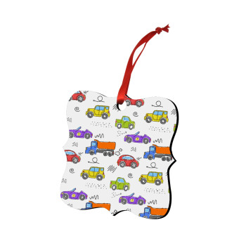 Colorful cars, Christmas ornament polygon wooden 7.5cm