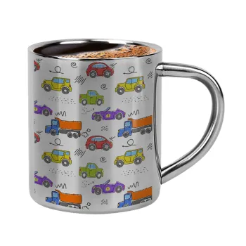 Colorful cars, Double-wall metal cup for espresso (220ml)