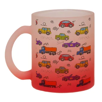 Αμαξάκια, Κούπα γυάλινη δίχρωμη με βάση το κόκκινο ματ, 330ml