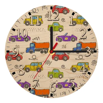 Colorful cars, Ρολόι τοίχου ξύλινο plywood (20cm)