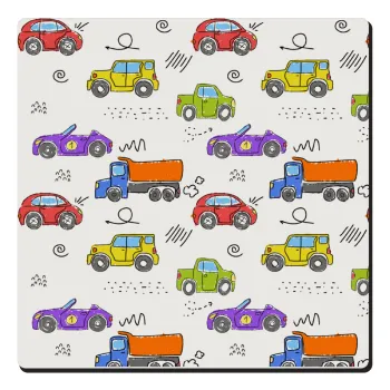 Colorful cars, Τετράγωνο μαγνητάκι ξύλινο 6x6cm