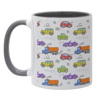 Colorful cars, Mug colored grey, ceramic, 330ml