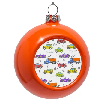 Colorful cars, Orange Christmas tree ornament bauble 8cm