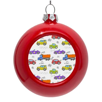 Colorful cars, Red Christmas tree ornament bauble 8cm