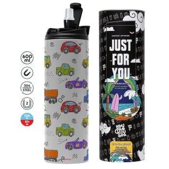 Colorful cars, Tumbler stainless steel GREY 600ml