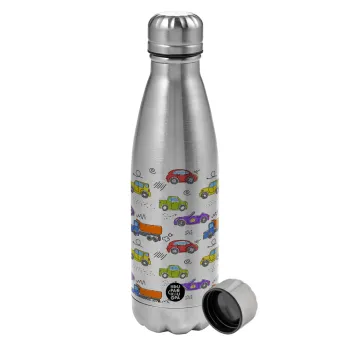 Colorful cars, Metallic water bottle, stainless steel, 750ml