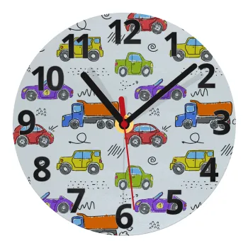 Colorful cars, Ρολόι τοίχου γυάλινο (20cm)