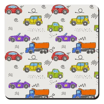 Colorful cars, Τετράγωνο μαγνητάκι ξύλινο 9x9cm