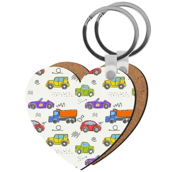 Colorful cars, Μπρελόκ Ξύλινο καρδιά MDF