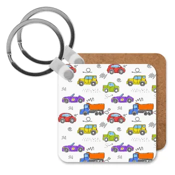 Colorful cars, Μπρελόκ Ξύλινο τετράγωνο MDF
