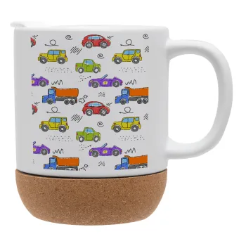 Colorful cars, Ceramic coffee mug Cork (MAT), 330ml
