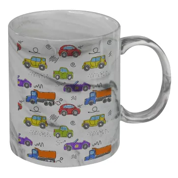 Colorful cars, Mug ceramic marble style, 330ml