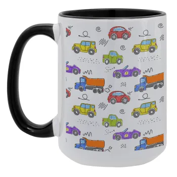 Colorful cars, Κούπα Mega 15oz, κεραμική Μαύρη, 450ml