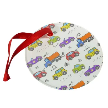 Colorful cars, Christmas ornament glass 9cm