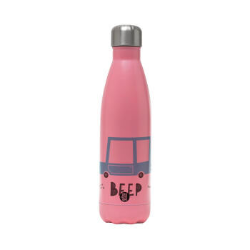 Car BEEP..., Metal mug thermos Pink Mat (Stainless steel), double wall, 500ml