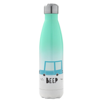 Car BEEP..., Metal mug thermos Green/White (Stainless steel), double wall, 500ml