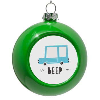 Car BEEP..., Green Christmas tree ornament bauble 8cm