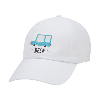Car BEEP..., Καπέλο Ενηλίκων Baseball Λευκό 5-φύλλο (POLYESTER, ΕΝΗΛΙΚΩΝ, UNISEX, ONE SIZE)
