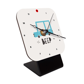 Car BEEP..., Quartz Wooden table clock with hands (10cm)