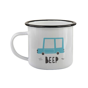 Car BEEP..., Κούπα εμαγιέ με μαύρο χείλος 360ml
