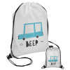 Car BEEP..., Τσάντα πουγκί με μαύρα κορδόνια 45χ35cm (1 τεμάχιο)