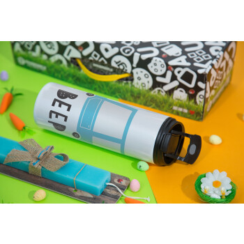 Car BEEP..., Easter candle,Travel Tumbler 2 Lids, with metal straw & cleaning brush & aromatic flat candle (30cm) (BLUE)