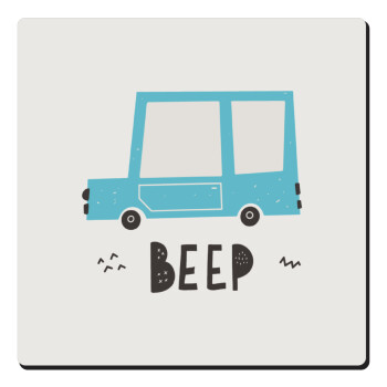 Car BEEP..., Τετράγωνο μαγνητάκι ξύλινο 6x6cm