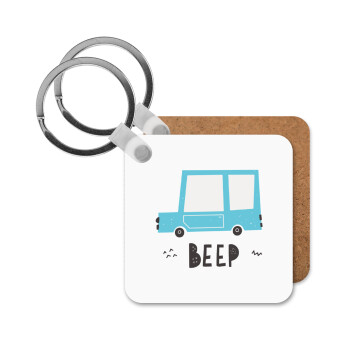 Car BEEP..., Μπρελόκ Ξύλινο τετράγωνο MDF