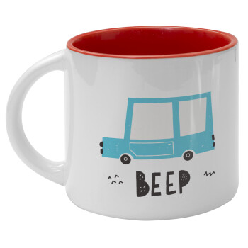 Car BEEP..., Κούπα κεραμική 400ml Λευκή/Κόκκινη