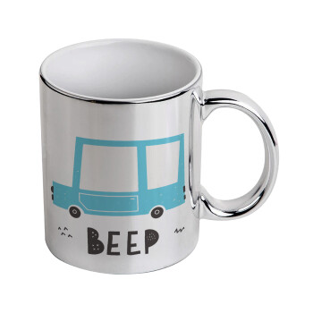 Car BEEP..., Mug ceramic, silver mirror, 330ml